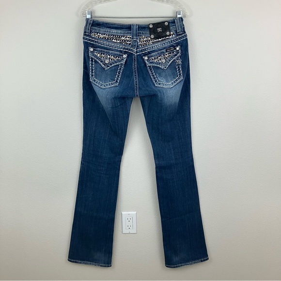 Miss Me Vintage Wash Rhinestone Bootcut Jeans - Picture 7 of 14